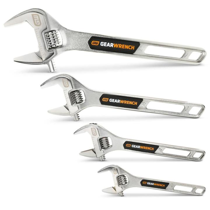 4 Piece 6", 8", 10", 12" Chrome Adjustable Wrench Set