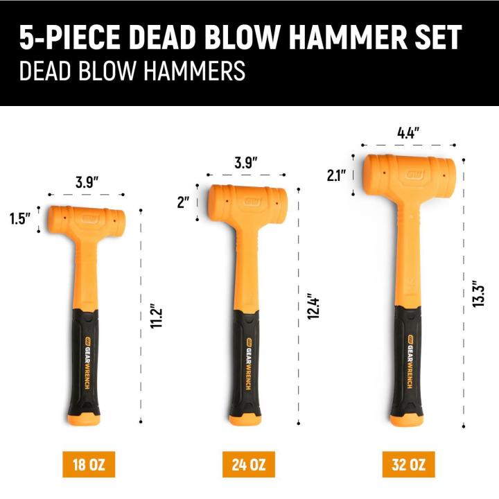 5 Piece Dead Blow Hammer Set