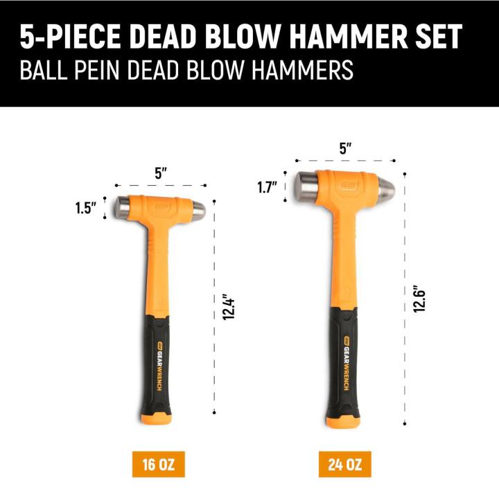 5 Piece Dead Blow Hammer Set