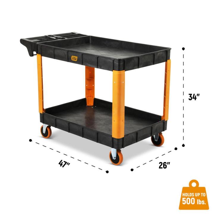 46" 2-Shelf Heavy Duty Utility Cart
