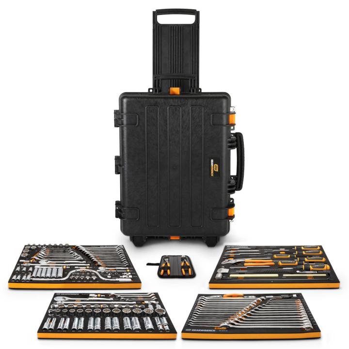 185 Piece 1/4", 3/8", and 1/2" Drive GMTK Tool Kit in Foam Trays with Heavy-Duty Tool Carrier