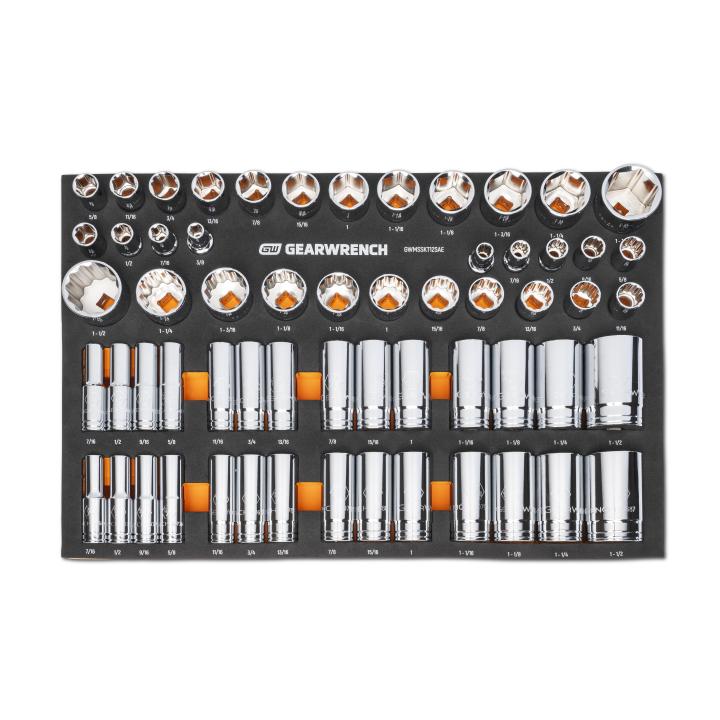 60 Piece 1/2” Drive Master SAE Socket Set in Foam Storage Tray