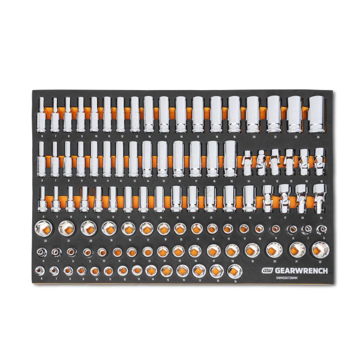104 Piece 3/8” Drive Master Metric Socket Set in Foam Storage Tray