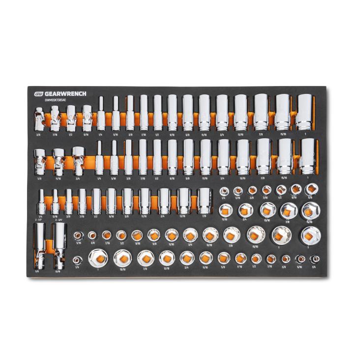 85 Piece 3/8” Drive Master SAE Socket Set in Foam Storage Tray