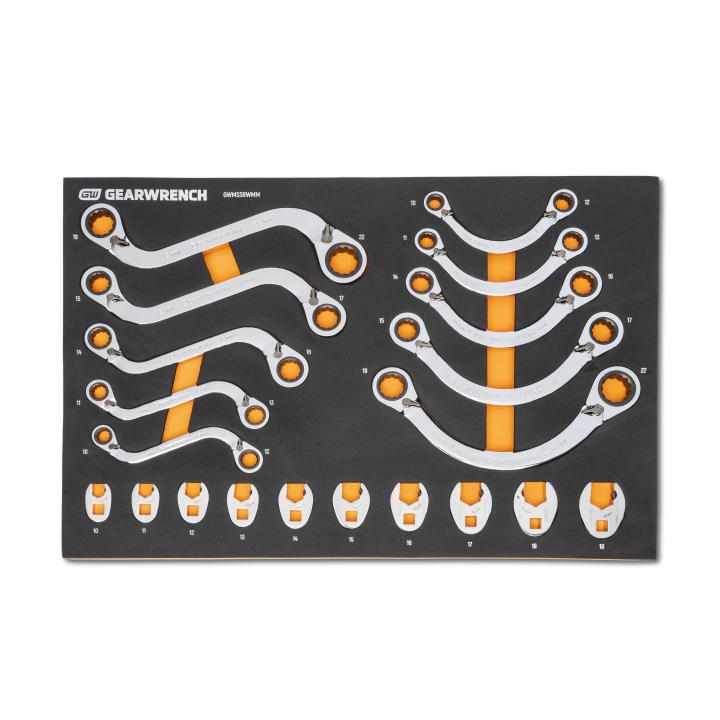 20 Piece Specialty Ratcheting Metric Wrench Set in Foam Storage Tray