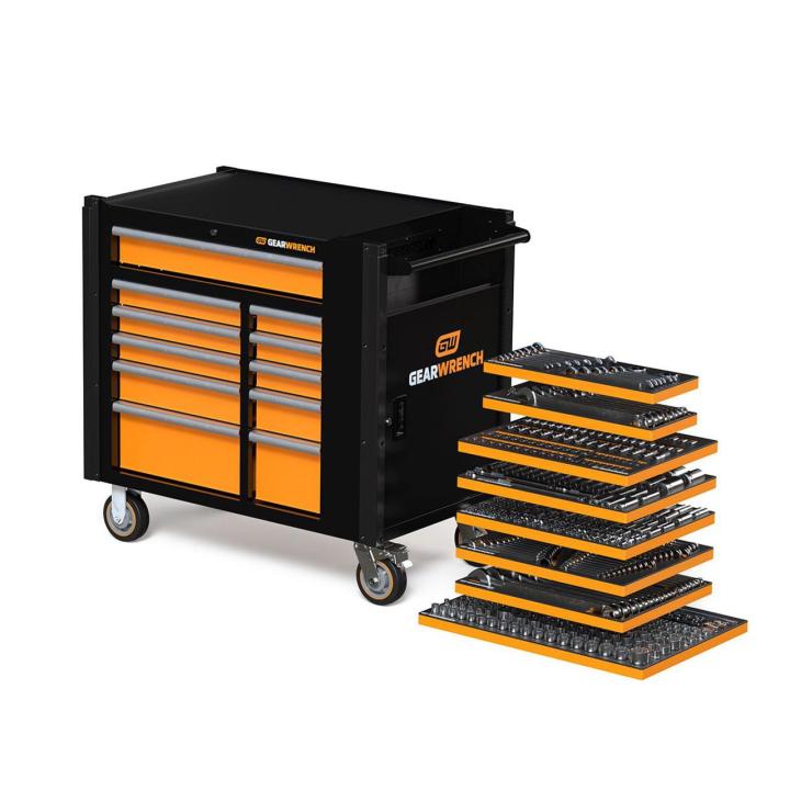 614 Piece MEGAMOD Master Mechanics Hand Tool Set with Modular Foam Trays and Mobile Work Station