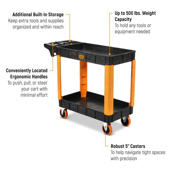 40" 2-Shelf Heavy Duty Utility Cart