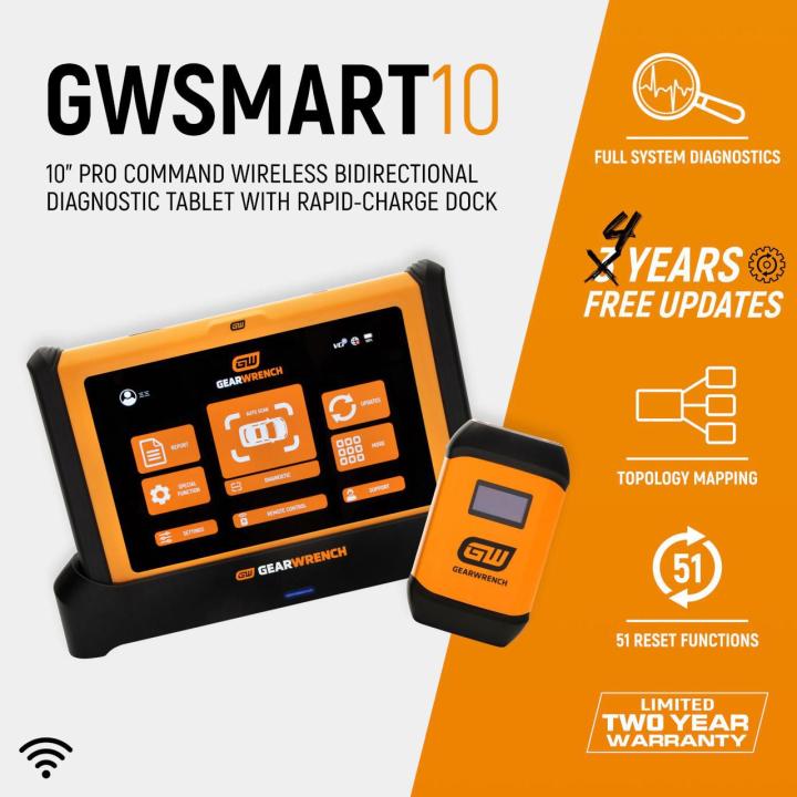 10" Pro Command Wireless Bi-Directional Diagnostic Tablet with Rapid-Charge Dock