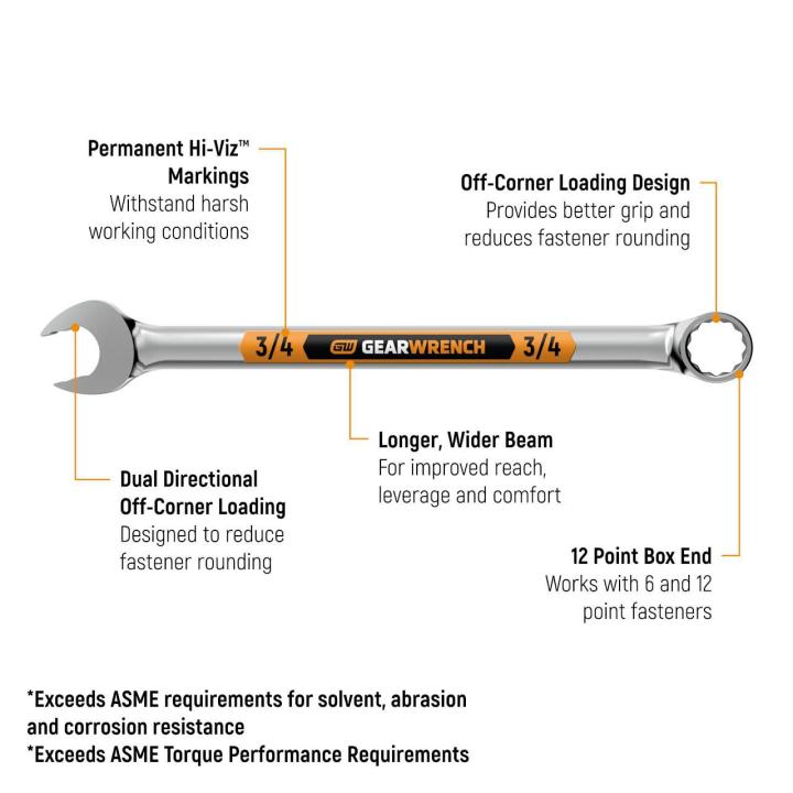11 Piece 12 Point SAE Hi-Viz Long Pattern Combination Wrench Set with Tool Roll