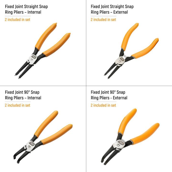 8 Piece Fixed Joint Internal/External Snap Ring Pliers Set in Foam Tray