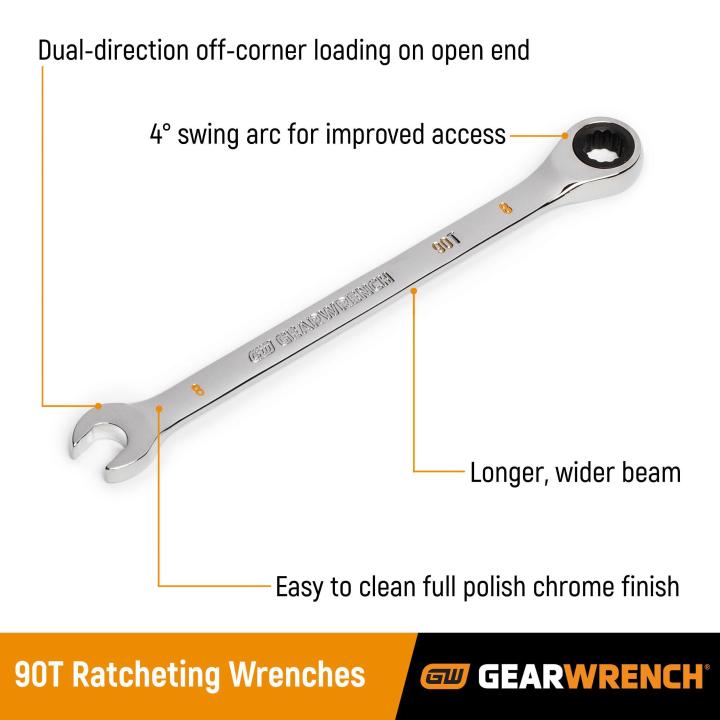 GEARWRENCH 86927 12-Piece 90T 12-Point Metric Ratcheting Wrench Set