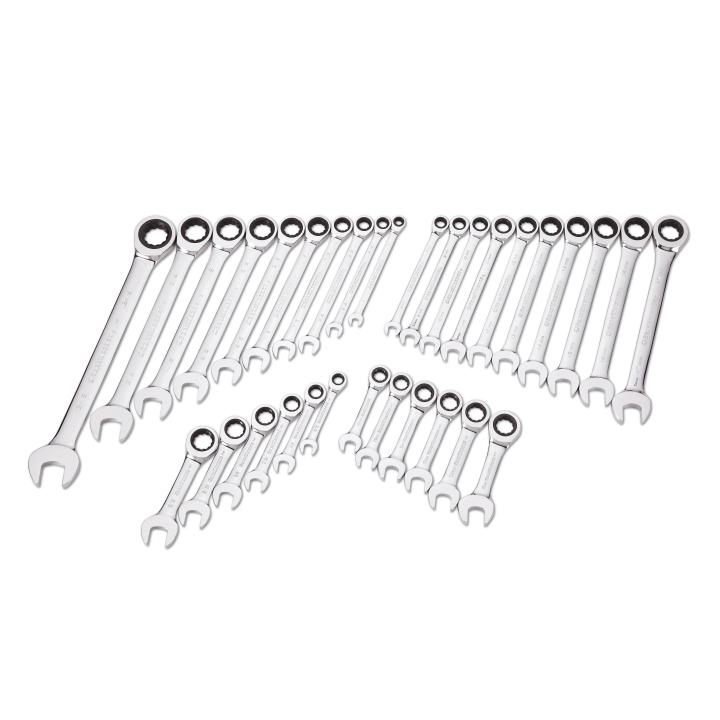 32 Piece 72-Tooth 12 Point SAE/Metric Standard/Stubby Combination Ratcheting Wrench Set
