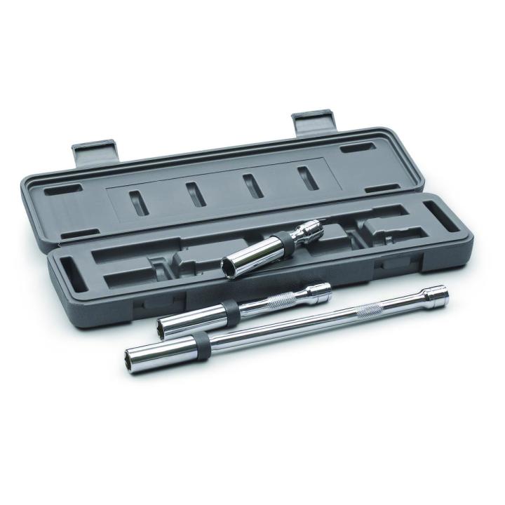 3 Piece 3/8" Drive 6 Point Magnetic Swivel Spark Plug Set