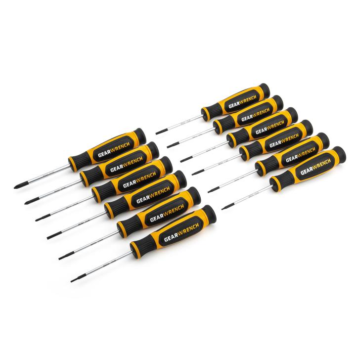 12 Piece Phillips®/Slotted/Torx® Mini Dual Material Screwdriver Set