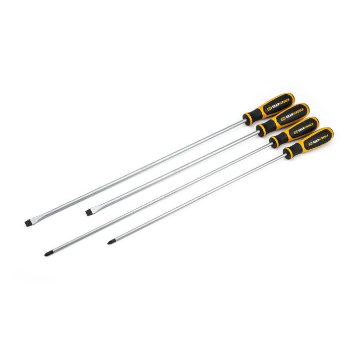 4 Piece Extra Long Phillips®/Slotted Dual Material Screwdriver Set