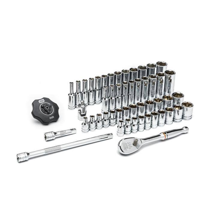 51 Piece 1/4" Drive 6 Point Standard and Deep SAE/Metric Mechanics Tool Set