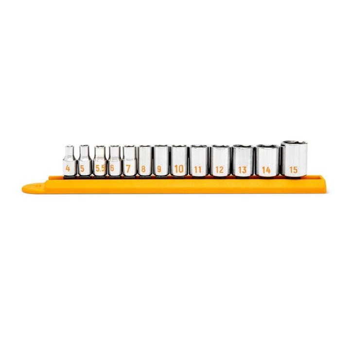 13 Piece 1/4" Drive 6 Point Metric Hi-Viz Socket Set