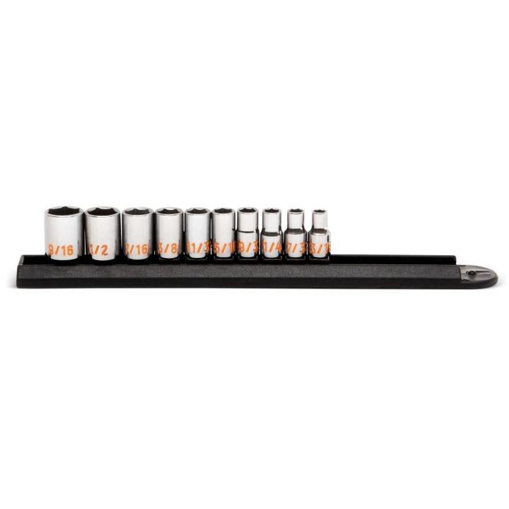 10 Piece 1/4" Drive 6 Point SAE Hi-Viz Socket Set