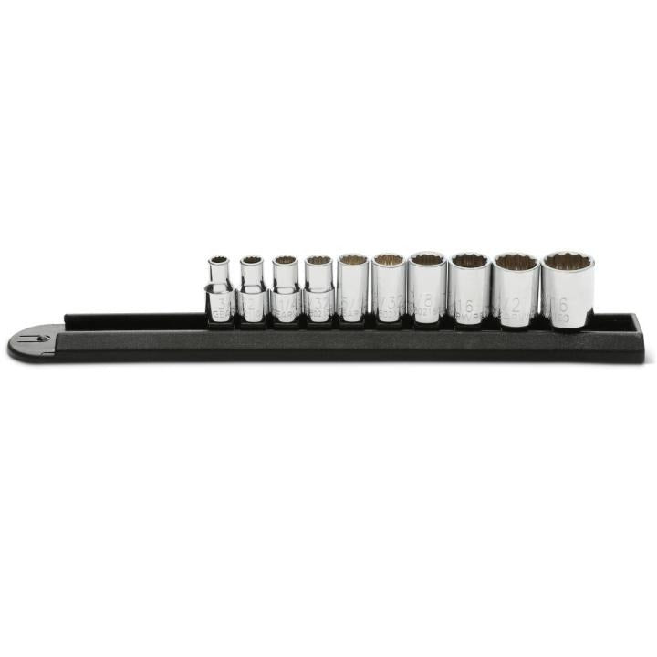 10 Piece 1/4" Drive 12 Point Standard SAE Socket Set