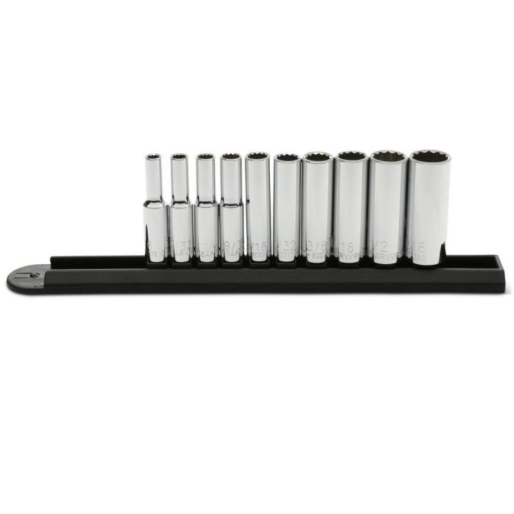 10 Piece 1/4" Drive 12 Point Deep SAE Socket Set