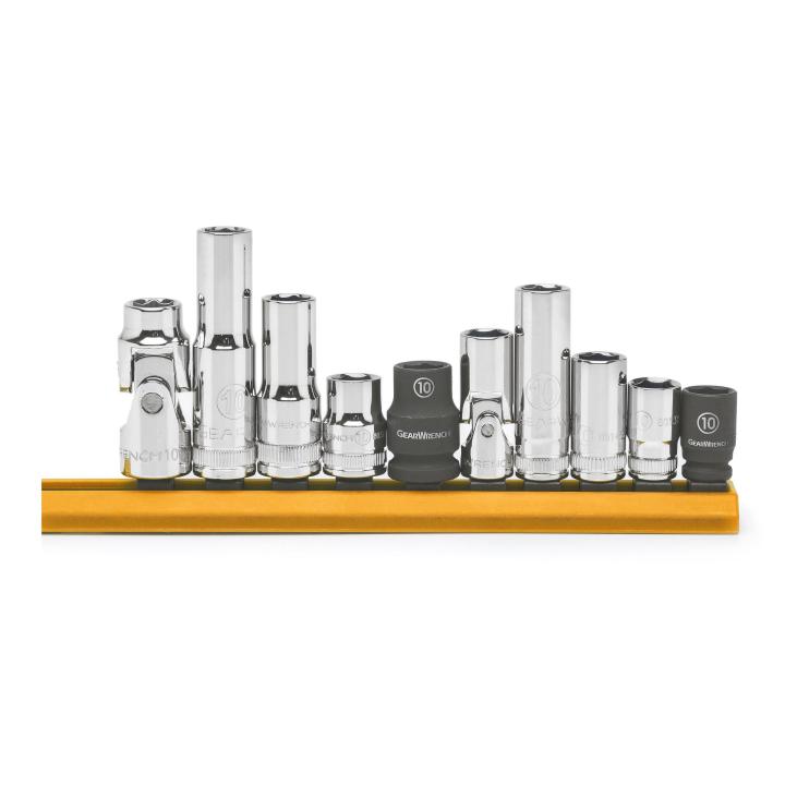 10 Piece 1/4" & 3/8" Drive 6 Point 10mm Socket Set