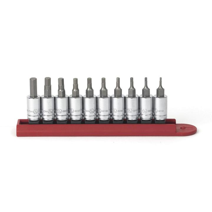 10 Piece 1/4" Drive Hex Bit SAE Socket Set