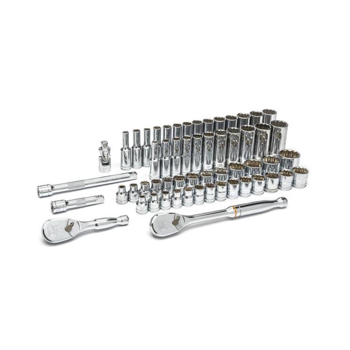 57 Piece 3/8" Drive 12 Point Standard and Deep SAE/Metric Mechanics Tool Set