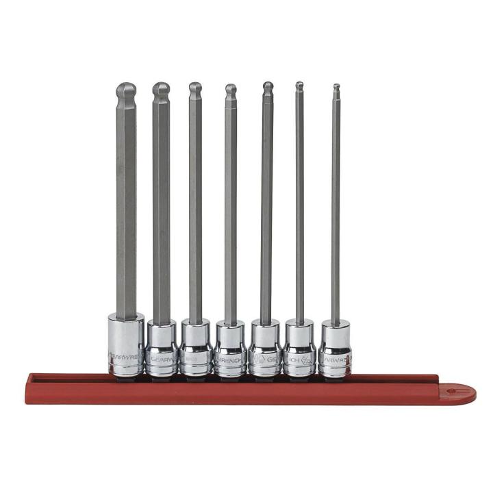 7 Piece 3/8" Drive Long Ball End Hex Bit SAE Socket Set