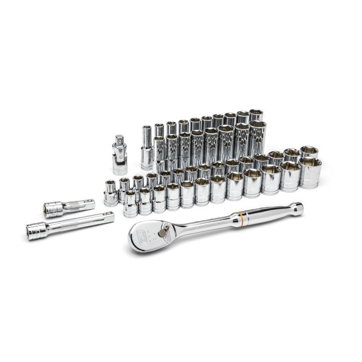 49 Piece 1/2" Drive 6 Point Standard and Deep SAE/Metric Mechanics Tool Set
