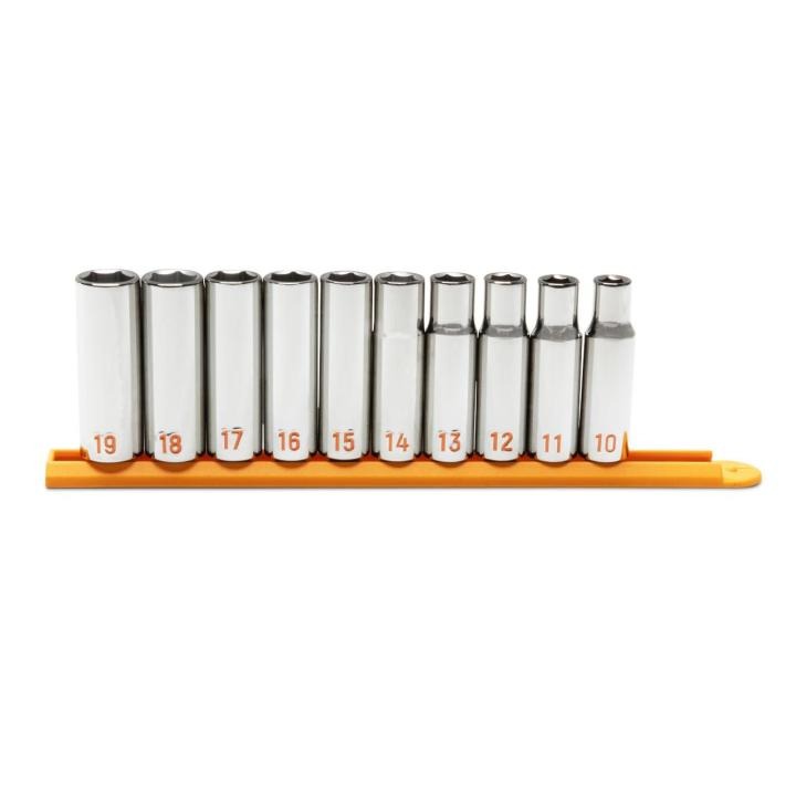 10 Piece 1/2" Drive 6 Point Metric Hi-Viz Deep Socket Set