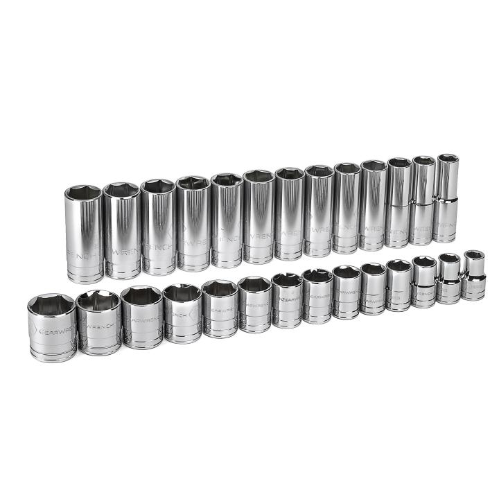 27 Piece 1/2" Drive 6 Point Standard and Deep SAE Socket Set