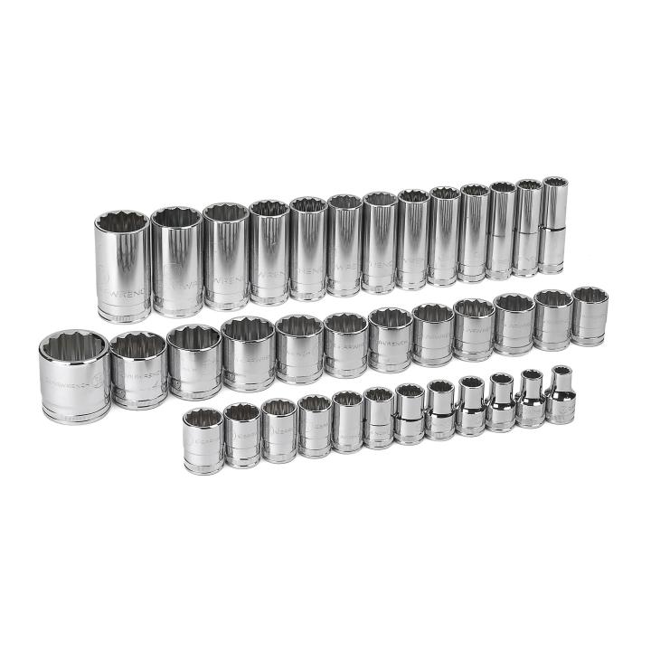 37 Piece 1/2" Drive 12 Point Standard and Deep Metric Socket Set
