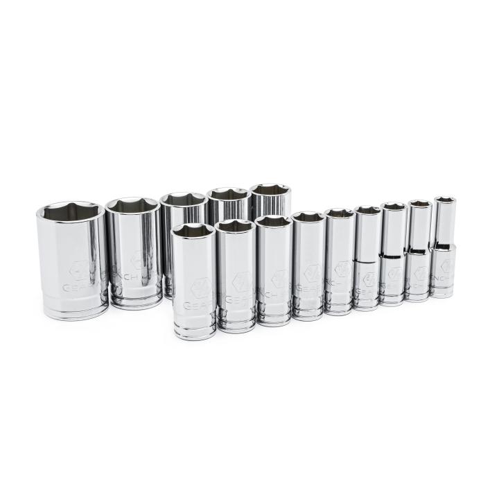 14 Piece 1/2" Drive 6 Point Deep SAE Socket Set
