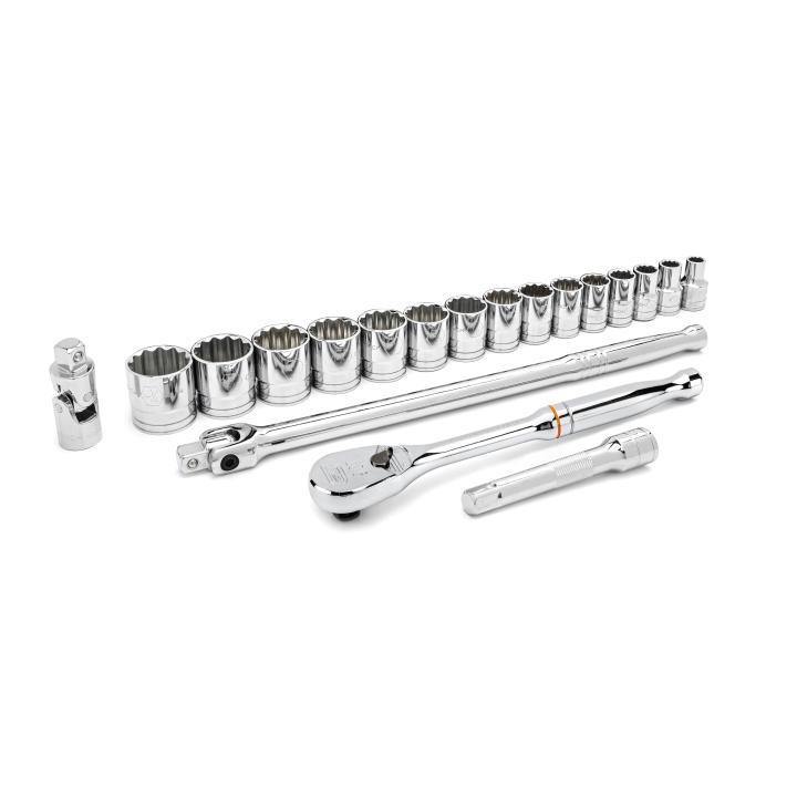 19 Piece 1/2" Drive 12 Point Standard SAE Mechanics Tool Set