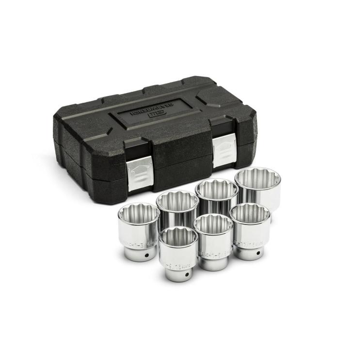 7 Piece 3/4" Drive 12 Point SAE Standard Length Socket Set