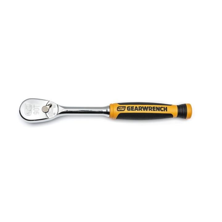 1/4" Drive 90-Tooth Dual Material Teardrop Ratchet 6"