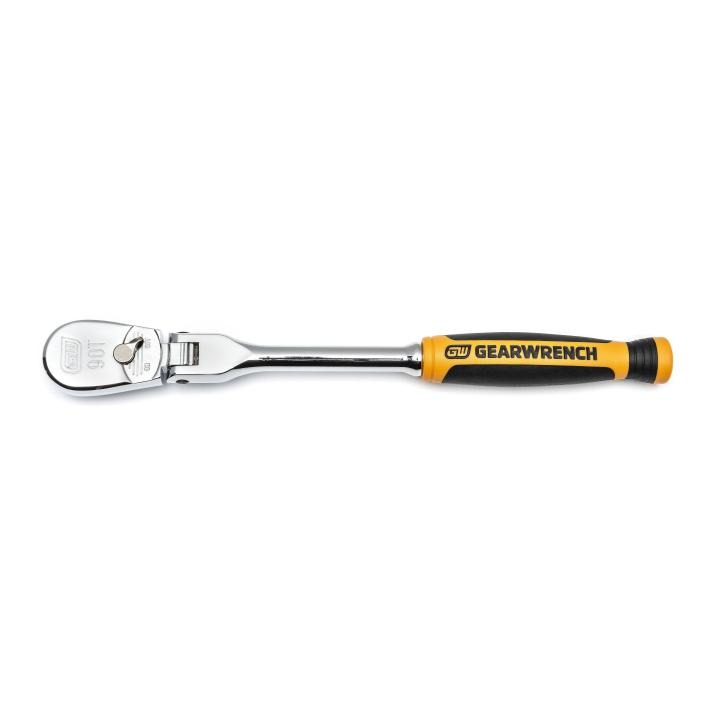 1/4" Drive 90-Tooth Dual Material Flex Head Teardrop Ratchet 8"