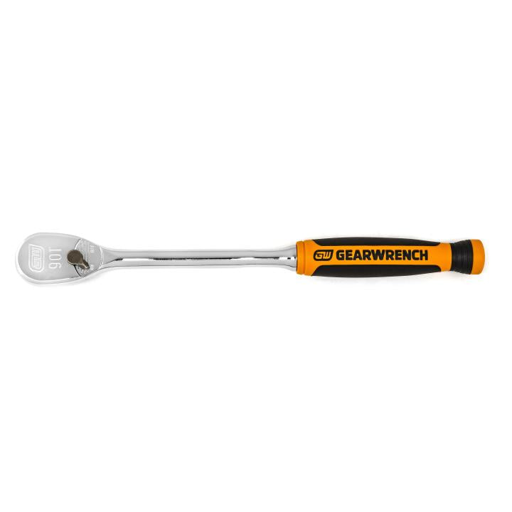 1/4" Drive 90-Tooth Long Handle Dual Material Teardrop Ratchet 8"