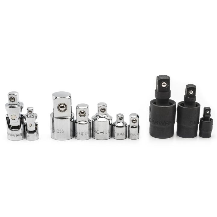 10 Piece 1/4", 3/8" & 1/2" Drive Universal Joint and Adapter Set