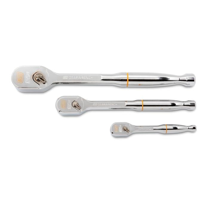 3 Piece 1/4", 3/8" & 1/2" Drive 120XP™ Full Polish Teardrop Ratchet Set