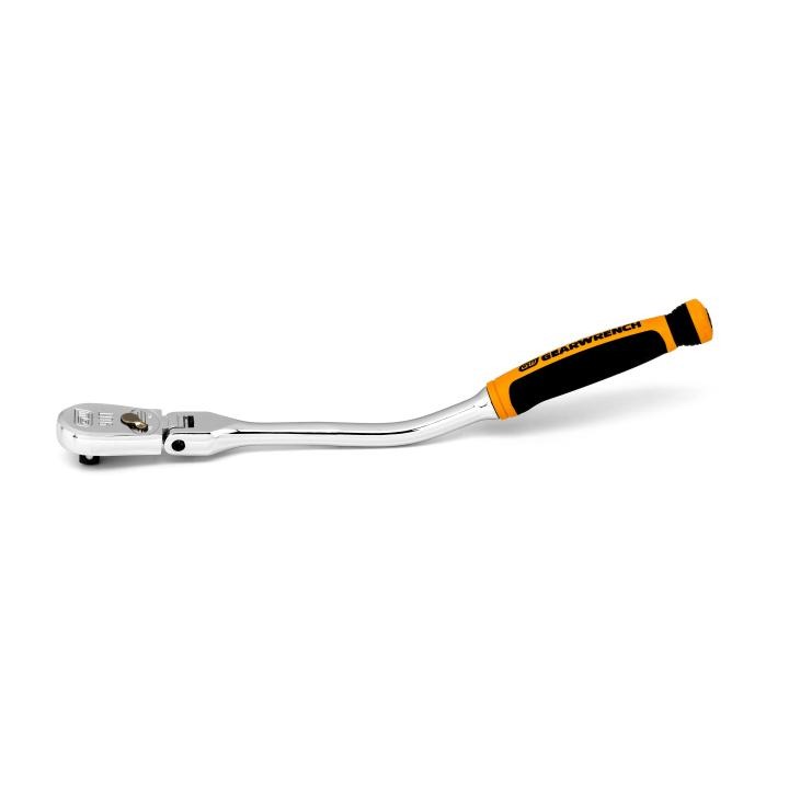 3/8" Drive 90-Tooth Dual Material Offset Flex Head Teardrop Ratchet 12-1/4"