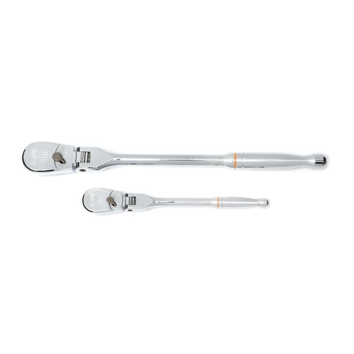 2 Piece 1/4" & 3/8" Drive 90-Tooth Flex Head Teardrop Ratchet Set