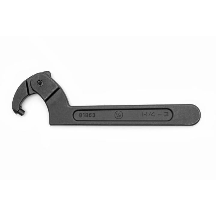 1-1/4" to 3" Adjustable Pin Black Oxide Spanner Wrench 1/4" Pin