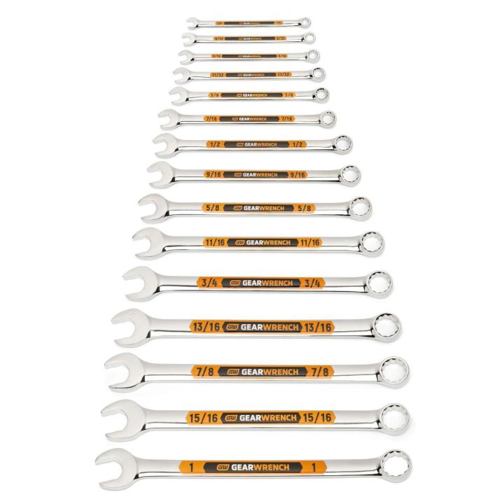 15 Piece 12 Point SAE Hi-Viz Long Pattern Combination Wrench Set