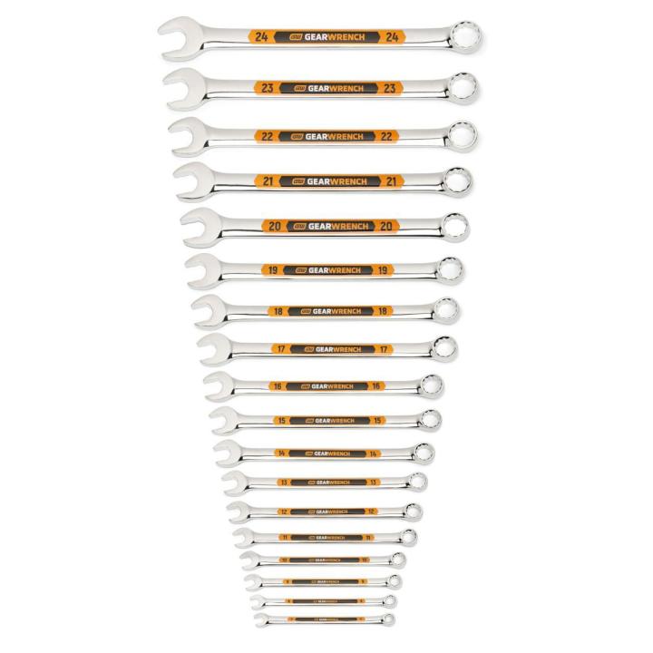 18 Piece 12 Point Metric Hi-Viz Long Pattern Combination Wrench Set