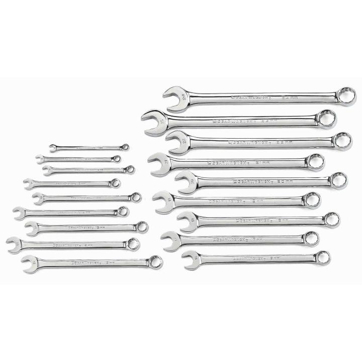 18 Piece 12 Point Long Pattern Combination Metric Wrench Set
