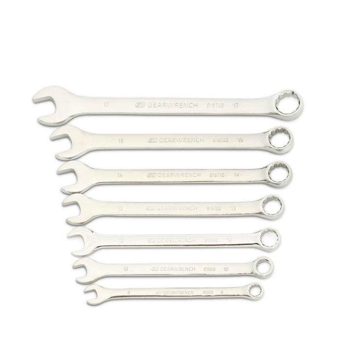 9 Piece 12 Point Long Pattern Combination Metric Wrench Set with Tool Roll