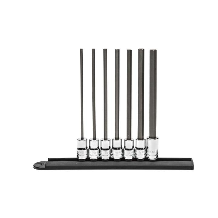 7 Piece 3/8" Drive Long Length Hex Bit SAE Socket Set