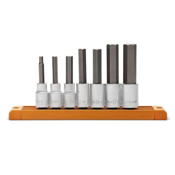 7 Piece 1/2" Drive Metric Mid Length Hex Bit Socket Set