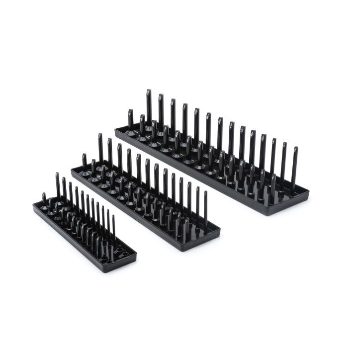 3 Piece 1/4", 3/8" & 1/2" Drive Black SAE Socket Storage Tray Set